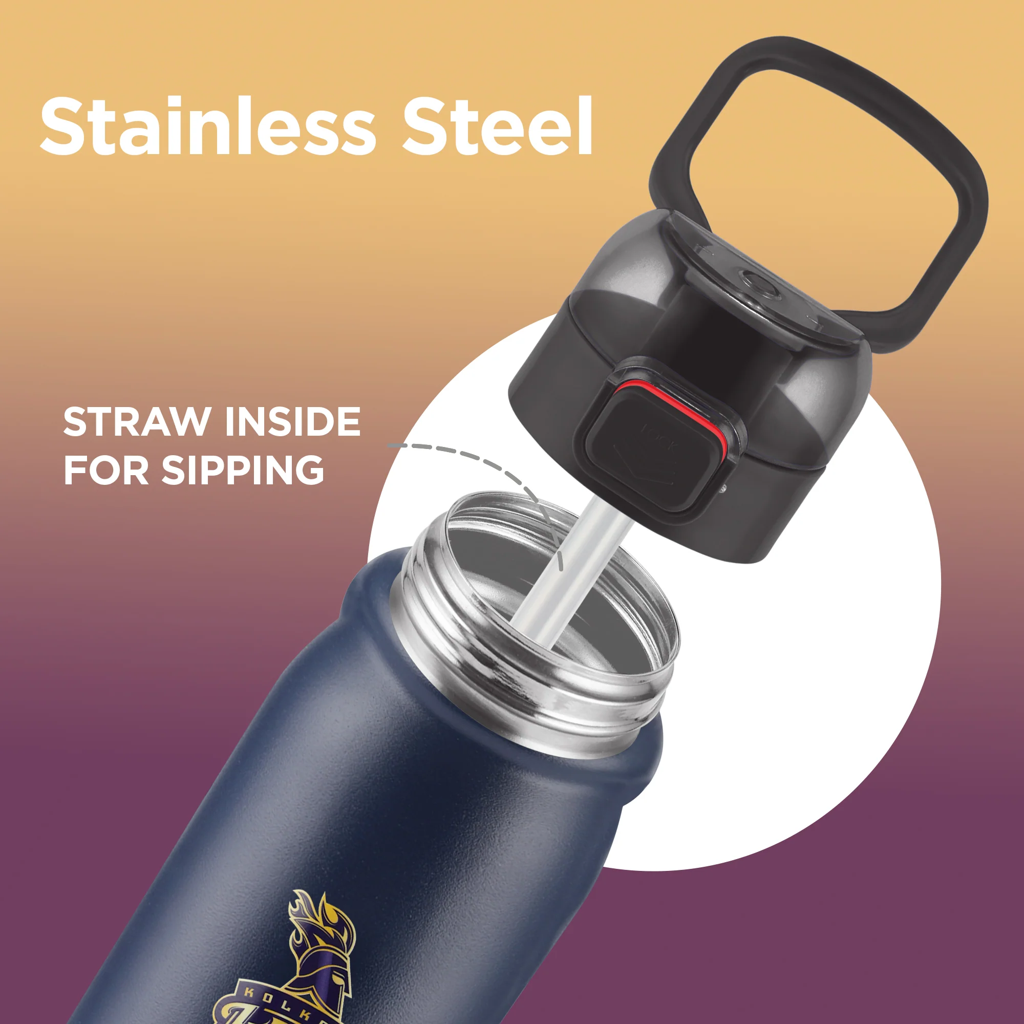 Sports Reva UV Printing Stainless Steel Bottle - Kolkata Knight Riders (KKR) - Milton - Image 13