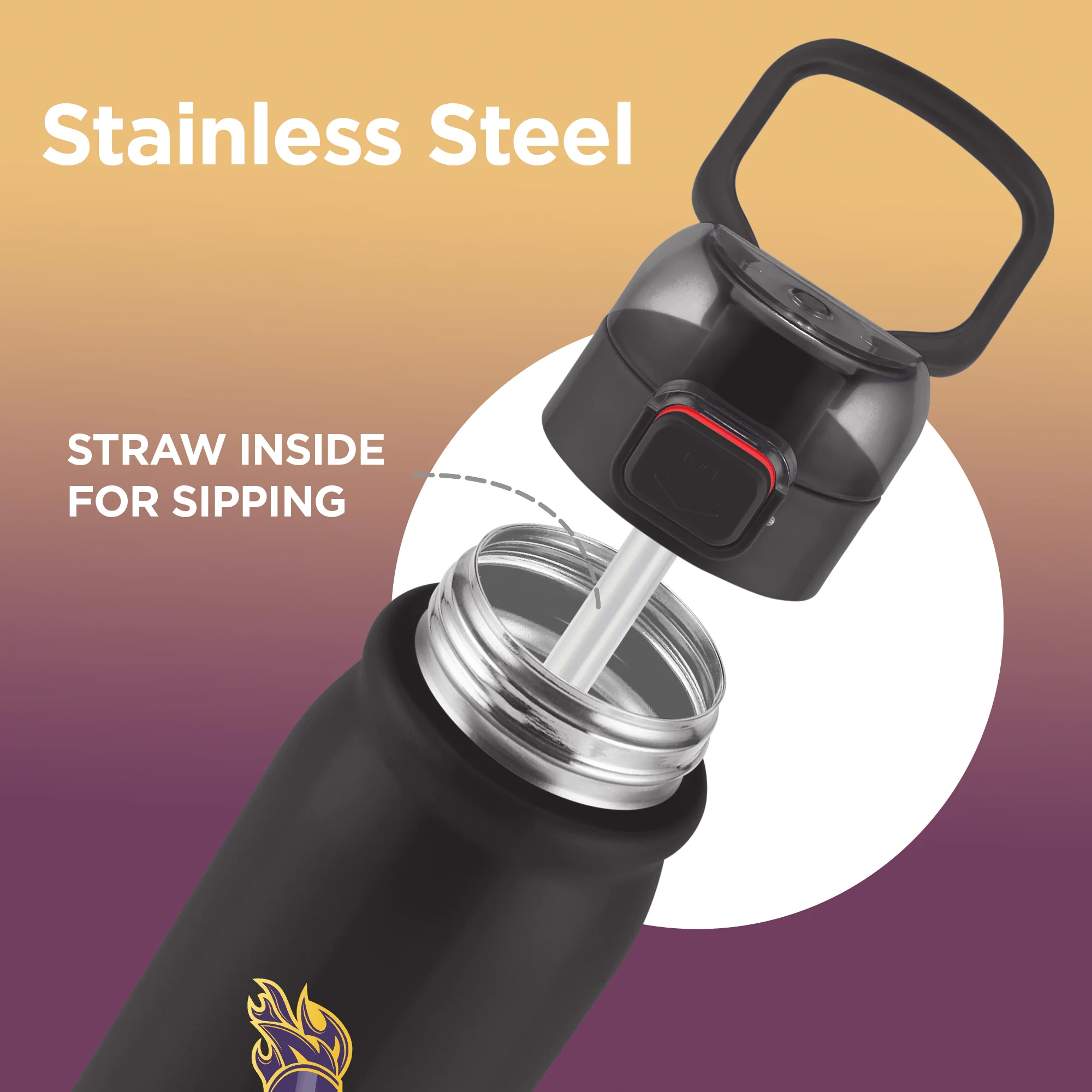 Sports Reva UV Printing Stainless Steel Bottle - Kolkata Knight Riders (KKR) - Milton - Image 4