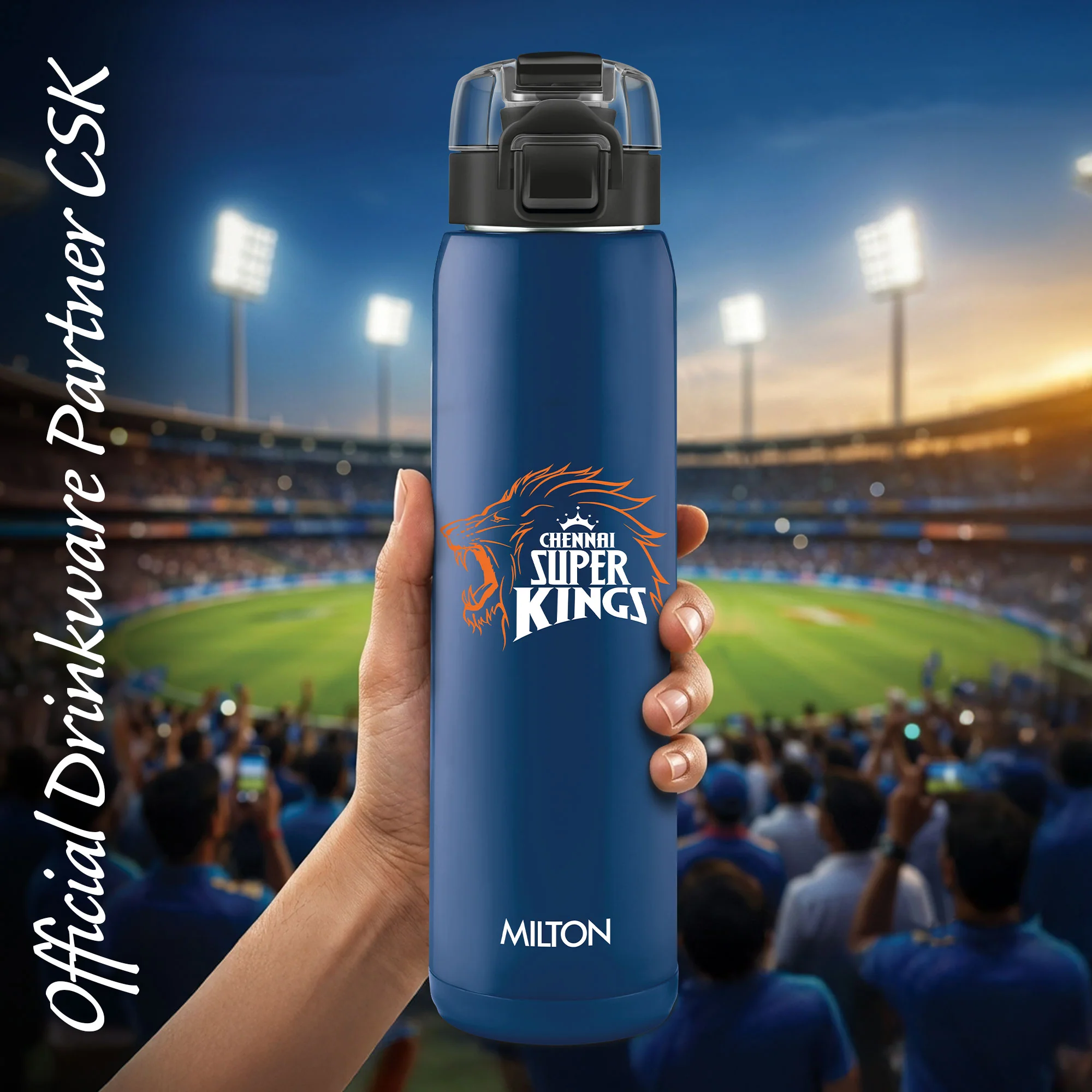 Sports Steel Edge UV Printing Thermoware Bottle With Twin Lid - Chennai Super Kings (CSK) - Milton - Image 14