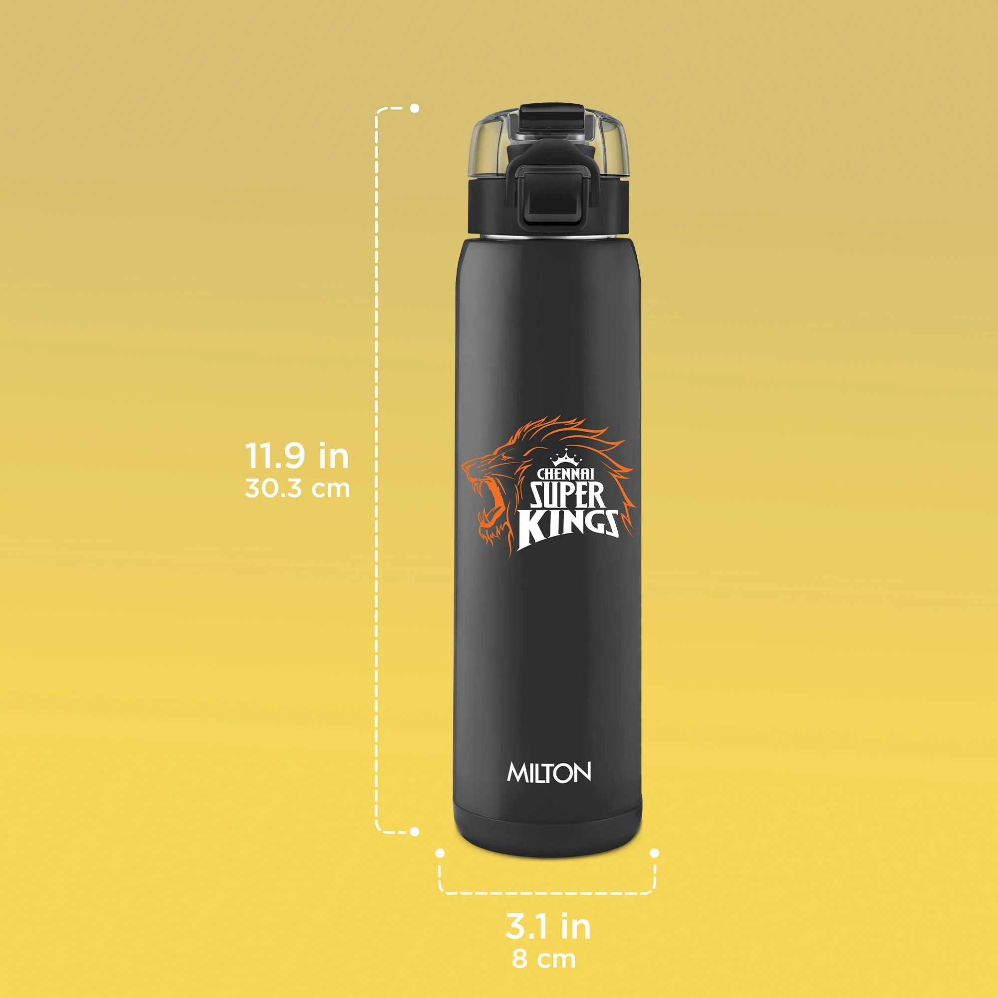 Sports Steel Edge UV Printing Thermoware Bottle With Twin Lid - Chennai Super Kings (CSK) - Milton - Image 3